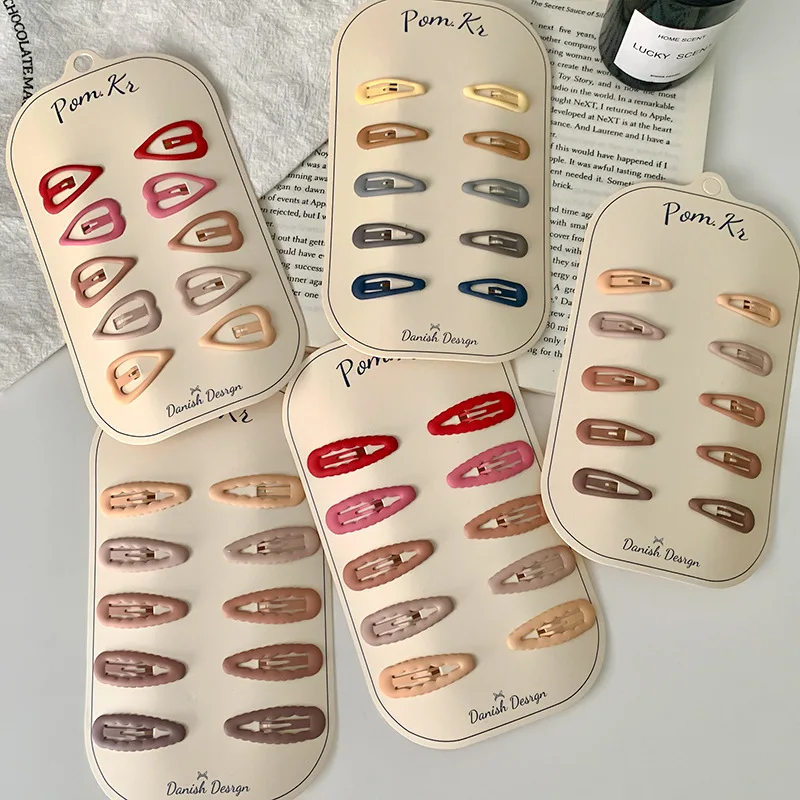 Lot de 10 barrettes ovales colorées pour bébé fille – Barrettes scintillantes BB, accessoires de coiffure mignons et simples pour enfants – Image 2