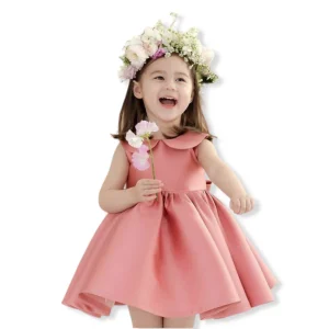 Robe en soie élégante sans manches à col bébé
