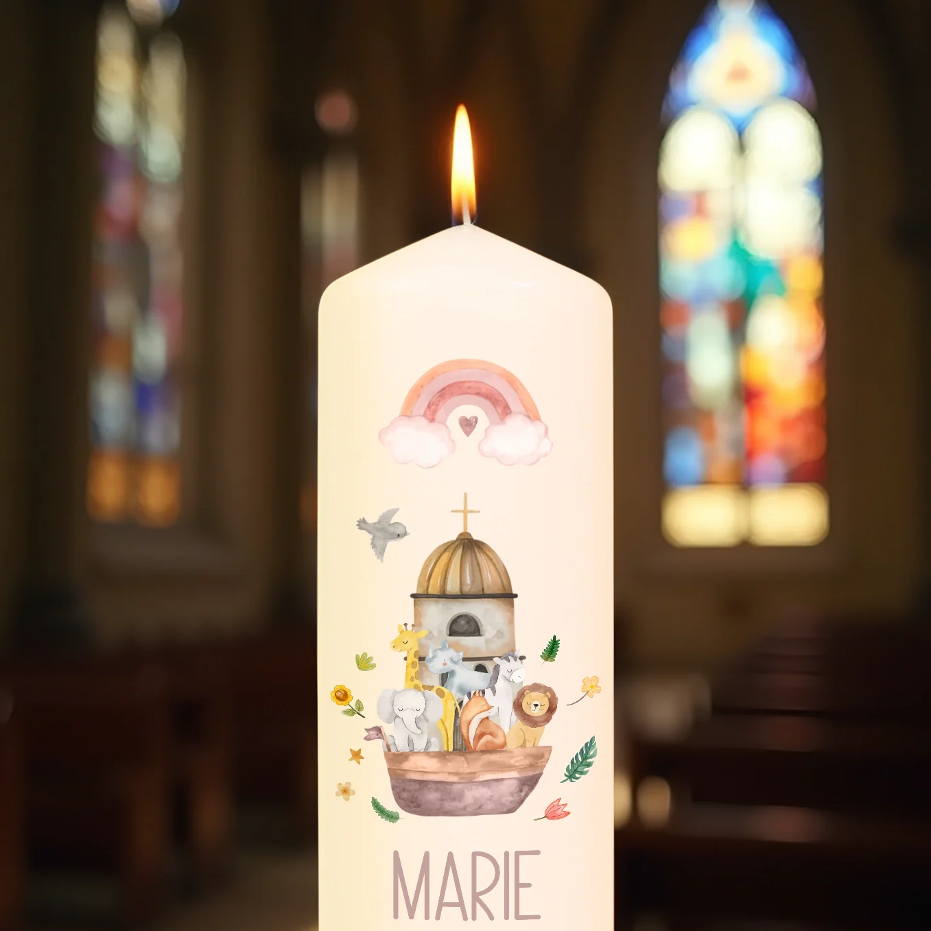 Personalisierte Taufkerze "Tiere auf der Arche" – Image 9
