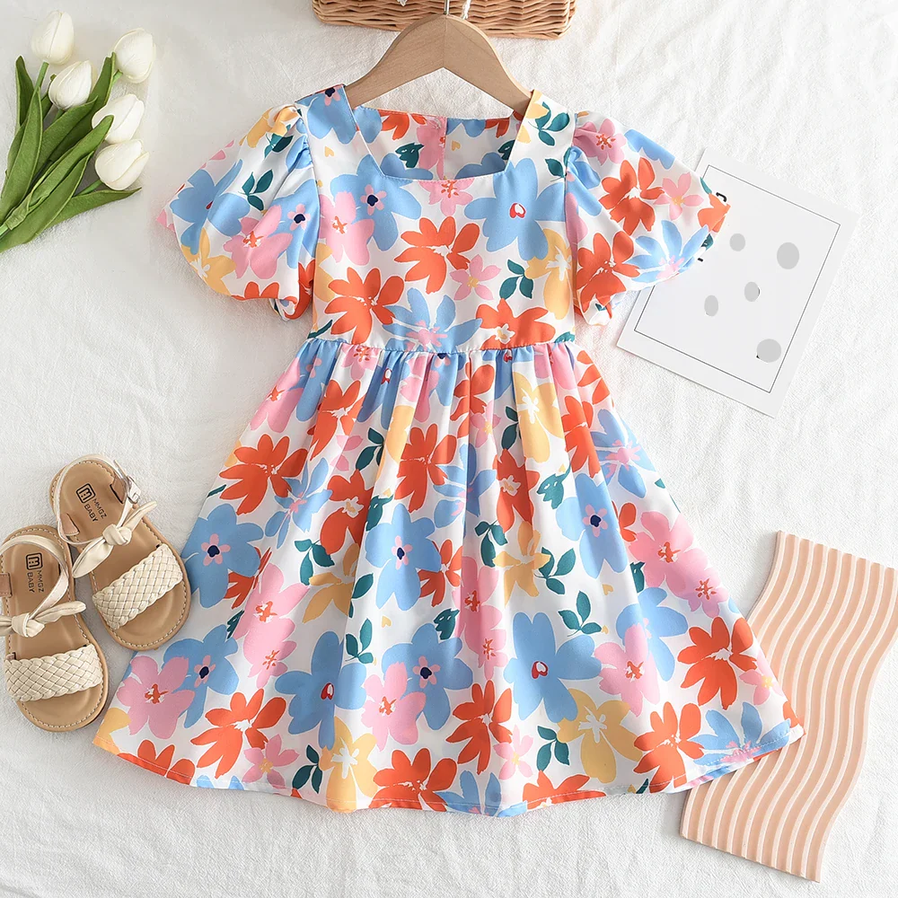 Robes fleuries d'été : Robes colorées à manches courtes pour filles – Image 7