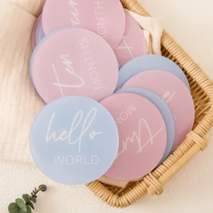 Lot de 13 cartes mensuelles en acrylique pour bébé – Accessoires photo pour nouveau-né de 0 à 12 mois | Cadeau souvenir en 5 couleurs