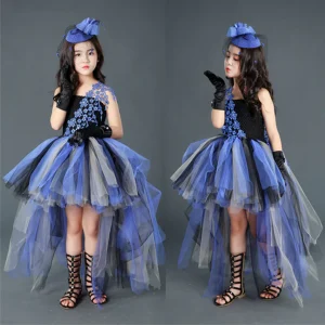 Robe tutu traînante noire et violette pour fête d'Halloween