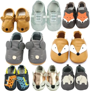 Chaussures bébé en cuir véritable à semelle souple : mocassins et chaussons pour nouveau-nés
