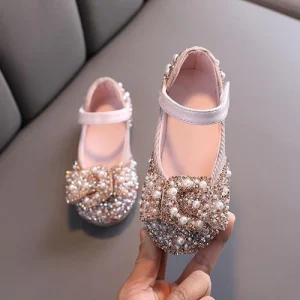 Chaussures de princesse brillantes avec perles et strass