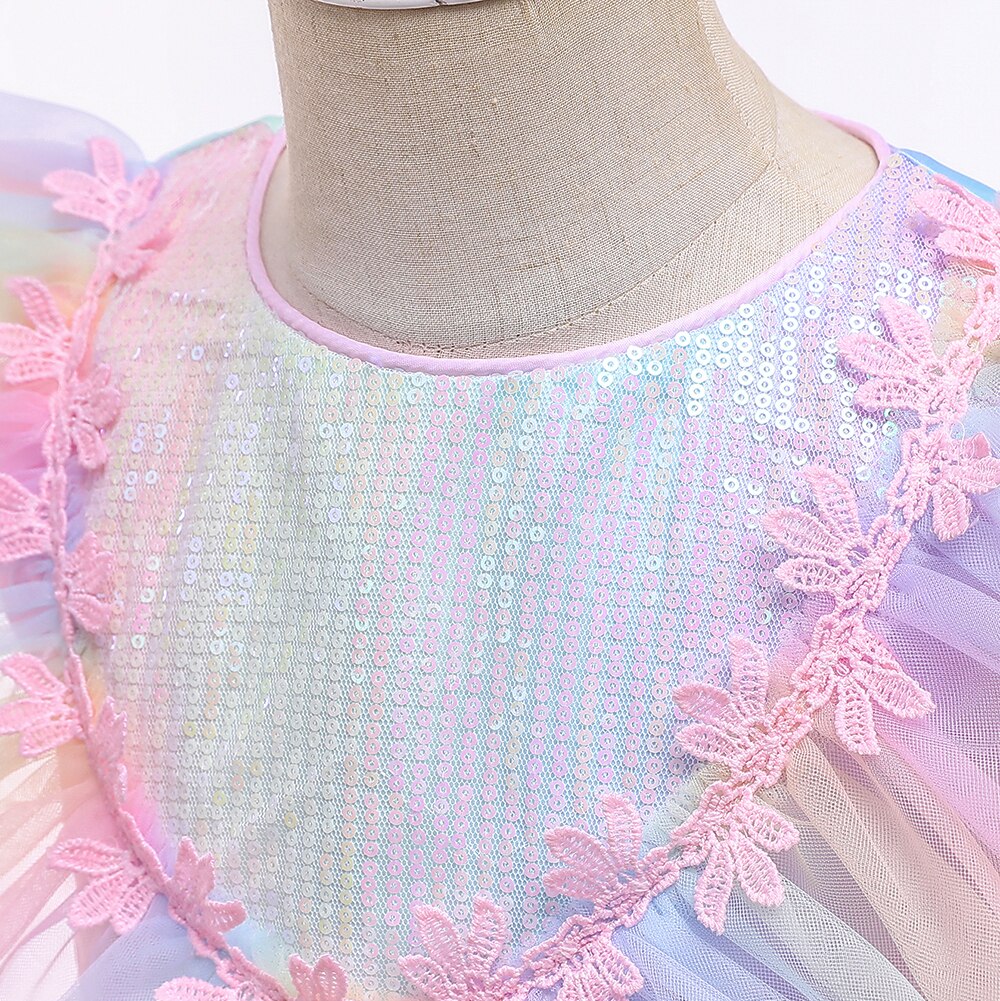 Robe de cocktail à volants arc-en-ciel – Image 4