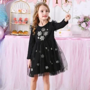 Robe en maille à manches longues avec flocons de neige