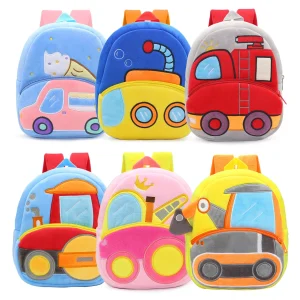 Sac à dos d'ingénierie pour enfants de 2 à 4 ans – Sac à dos en peluche excavatrice de dessin animé, mini cartable doux et léger pour tout-petits