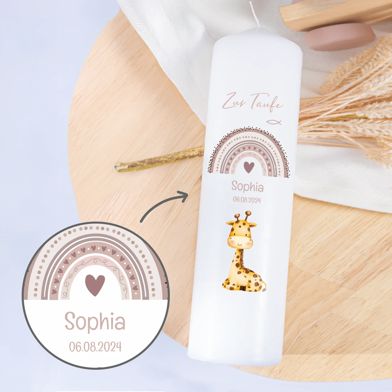 Personalisierte Taufkerze "Lieblingstier" – Image 2