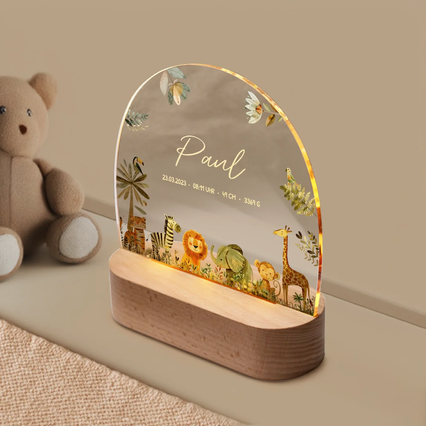 Veilleuse personnalisée « Animaux de safari » – Image 2