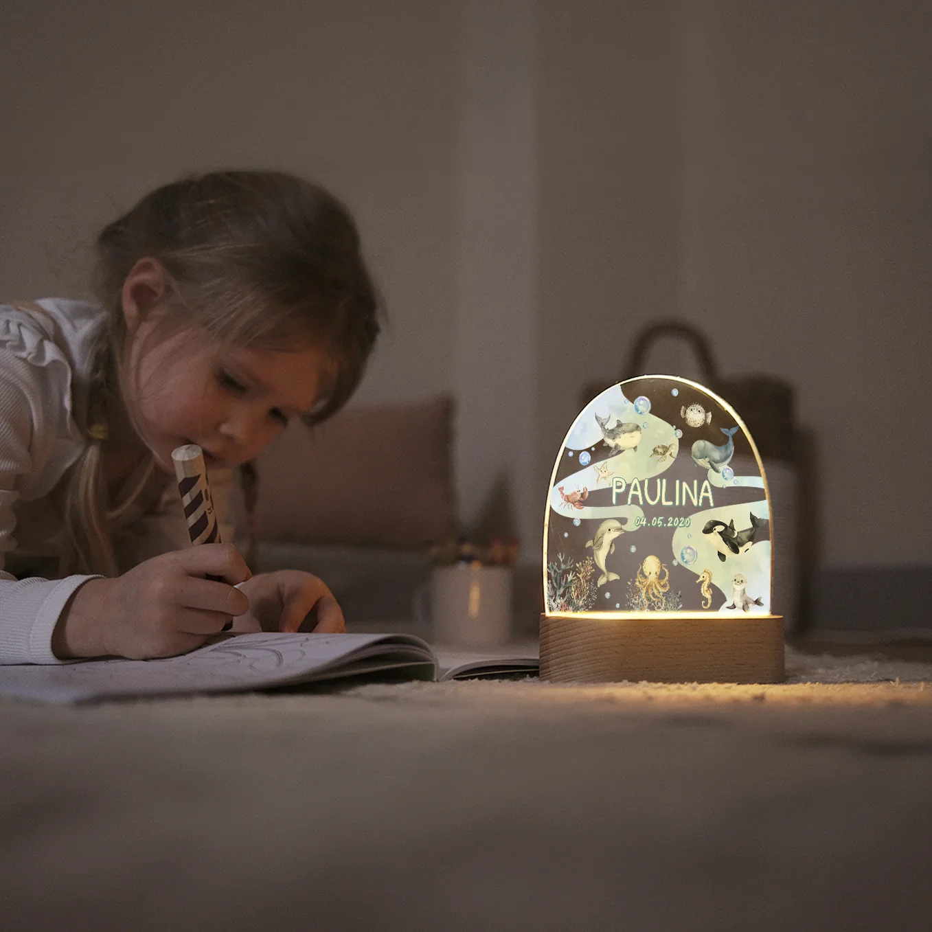 Veilleuse personnalisée « Océan » - Lumière douce et décor marin – Image 3