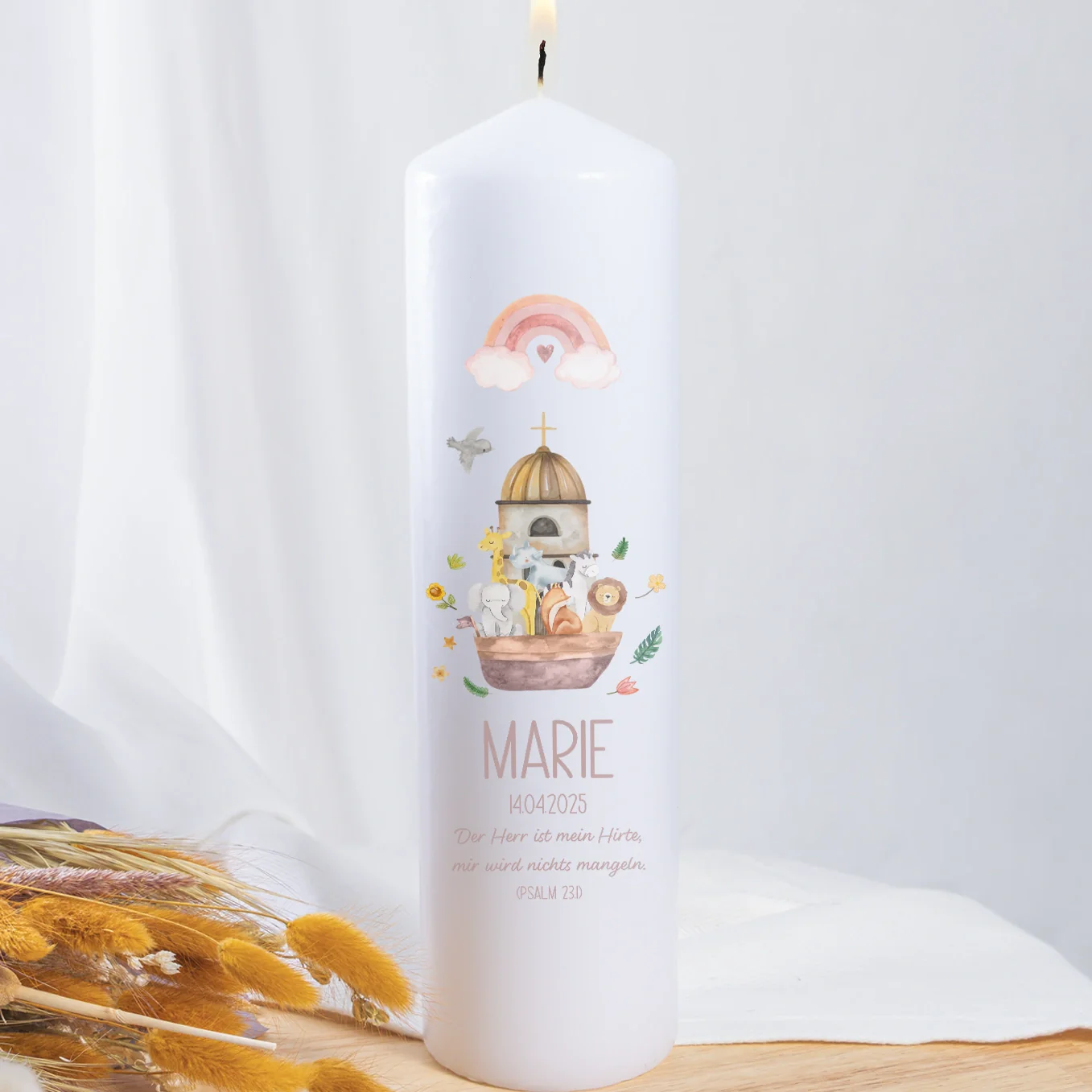 Personalisierte Taufkerze "Tiere auf der Arche" – Image 3