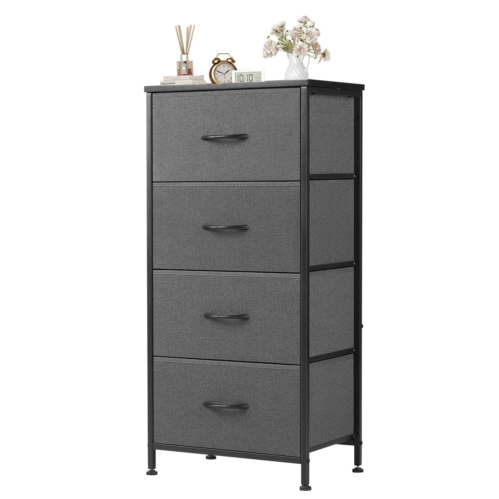 Commode de rangement pour enfants en tissu 4 couches – Organiseur de garde-robe à bords souples avec cadre en acier pour chambre d'enfant, chambre ou salon – Disponible – Image 7