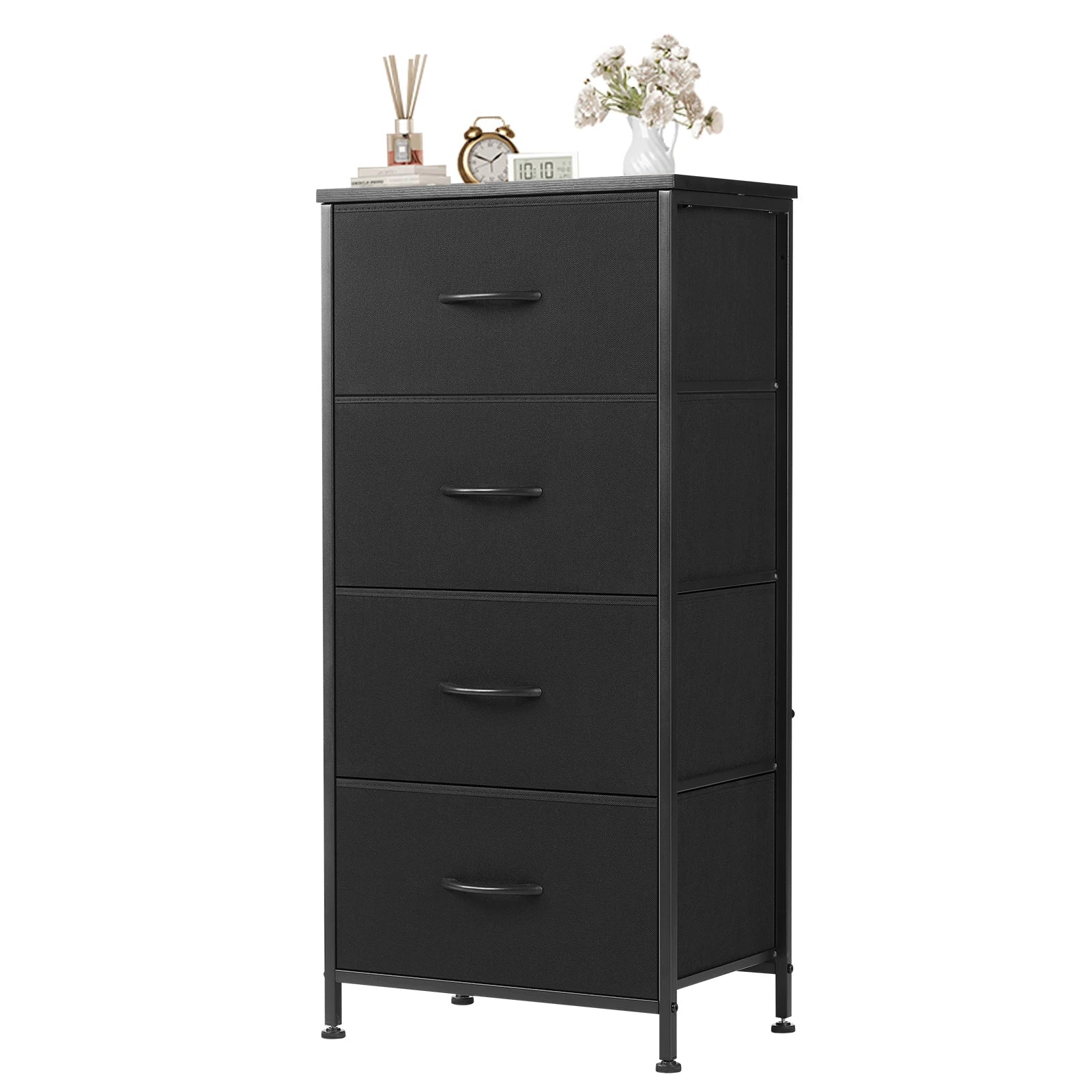 Commode de rangement pour enfants en tissu 4 couches – Organiseur de garde-robe à bords souples avec cadre en acier pour chambre d'enfant, chambre ou salon – Disponible – Image 8