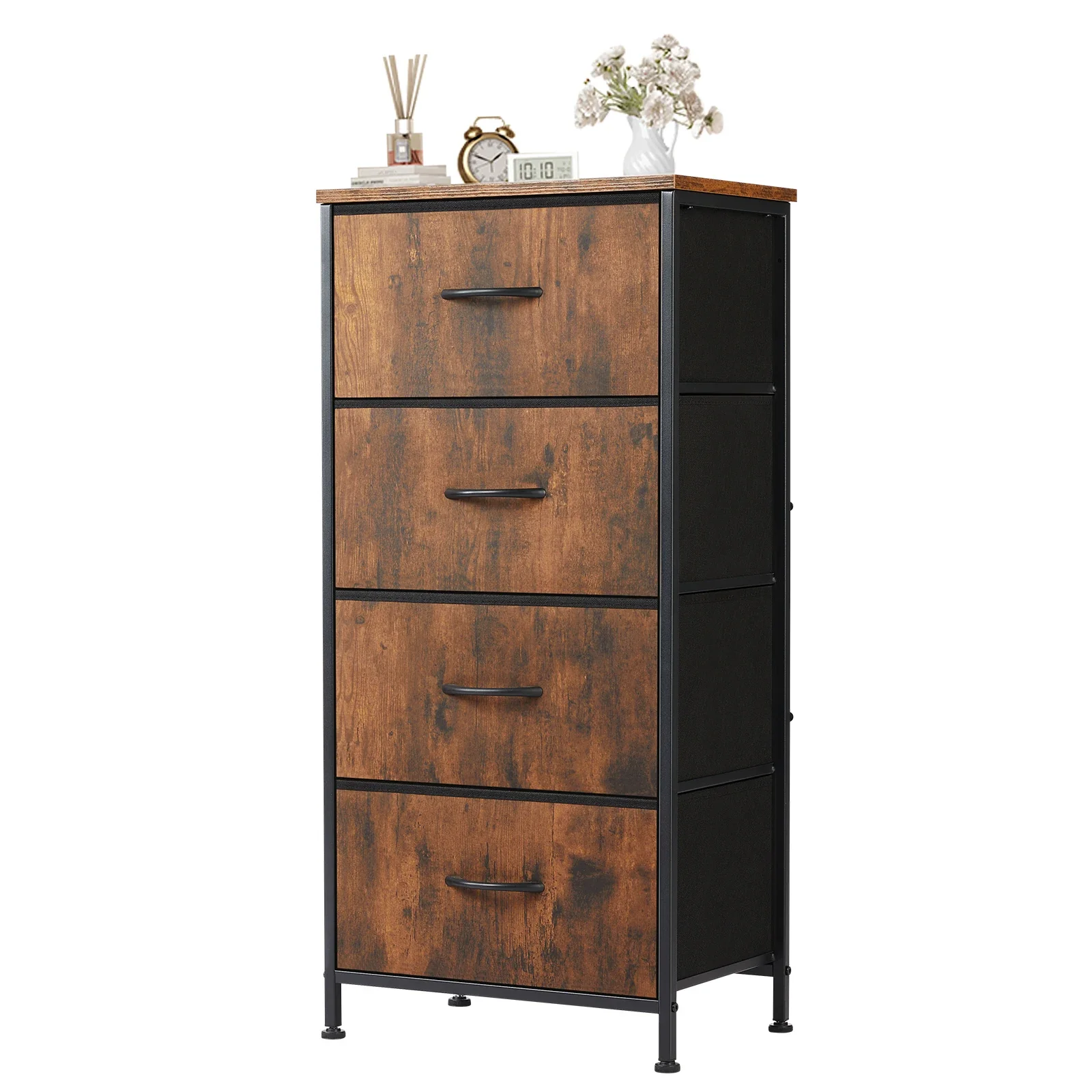 Commode de rangement pour enfants en tissu 4 couches – Organiseur de garde-robe à bords souples avec cadre en acier pour chambre d'enfant, chambre ou salon – Disponible – Image 9