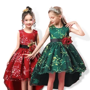 Robe de soirée tendance à imprimé floral Rose Patch pour fille