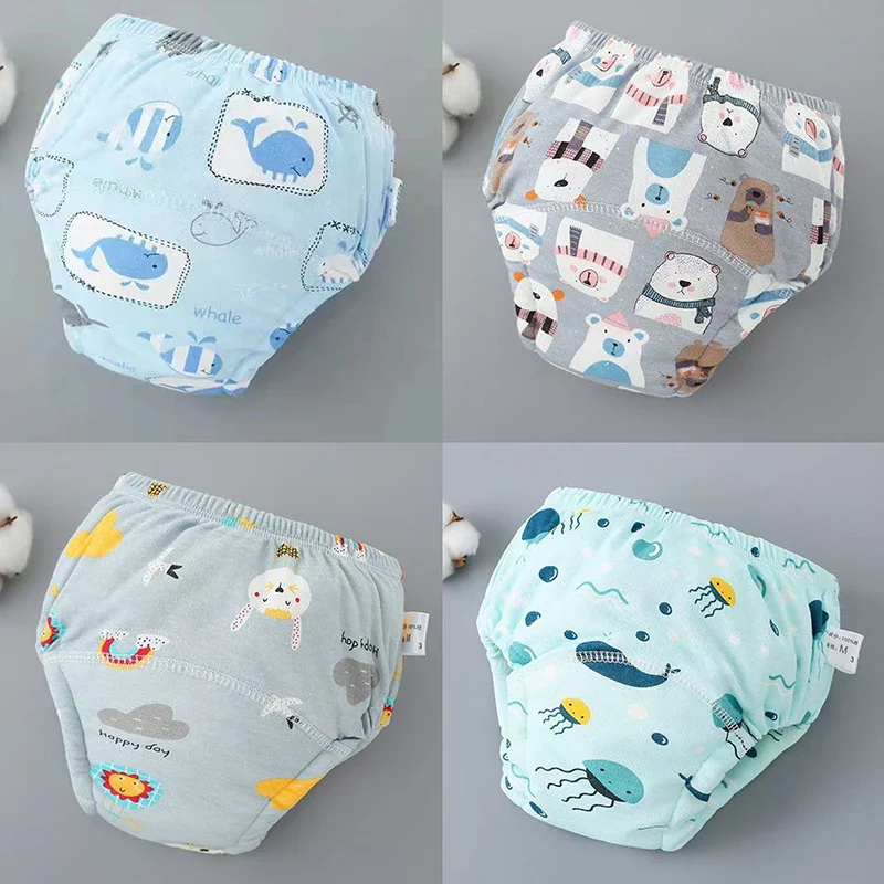 Lot de 4 culottes d'apprentissage réutilisables pour bébé – Culottes imperméables en coton pour garçons et filles | Motifs mignons – Image 8