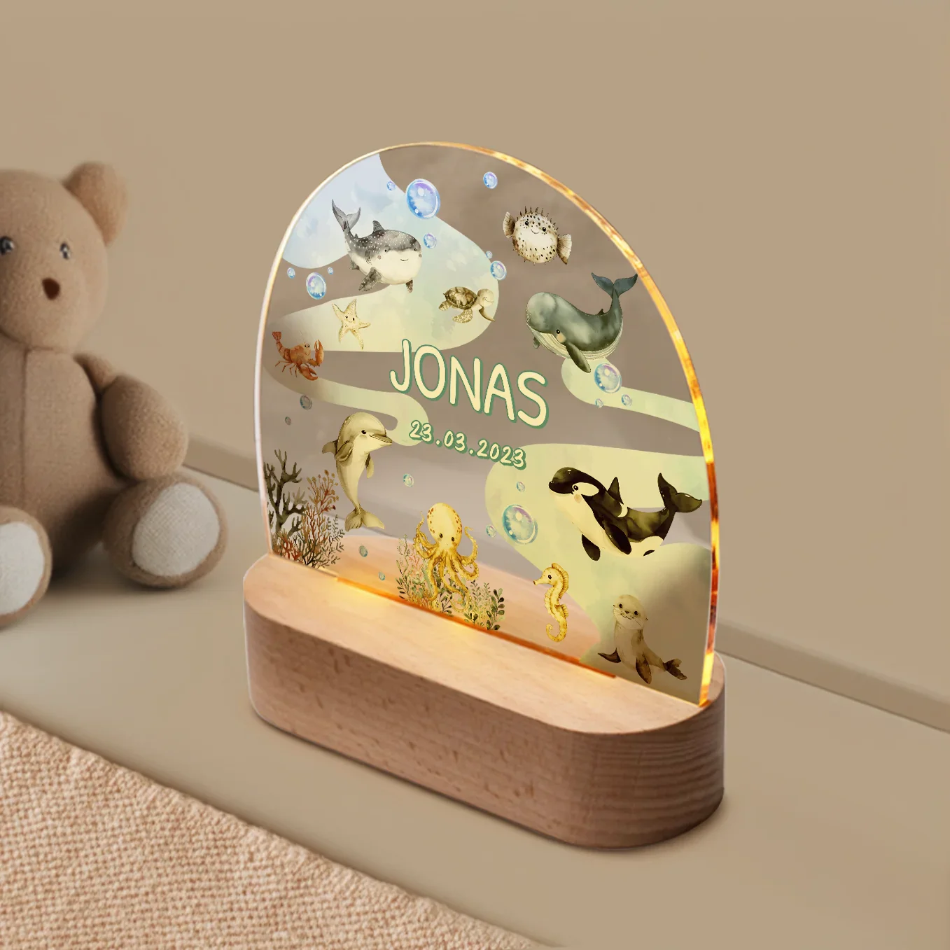 Veilleuse personnalisée « Océan » - Lumière douce et décor marin – Image 2