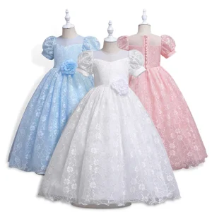 Robe de soirée élégante en dentelle florale pour filles