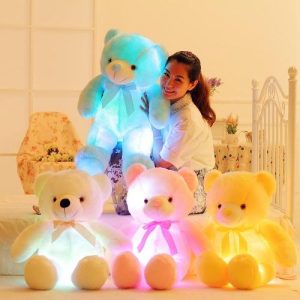 Coussin câlin ours en peluche lumineux
