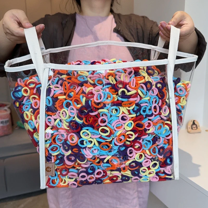 Lot de 50 élastiques à cheveux colorés en nylon souple – Élastiques anti-accrocs pour queues de cheval de filles – Parfaits pour un usage quotidien et les jours d'école – Image 3