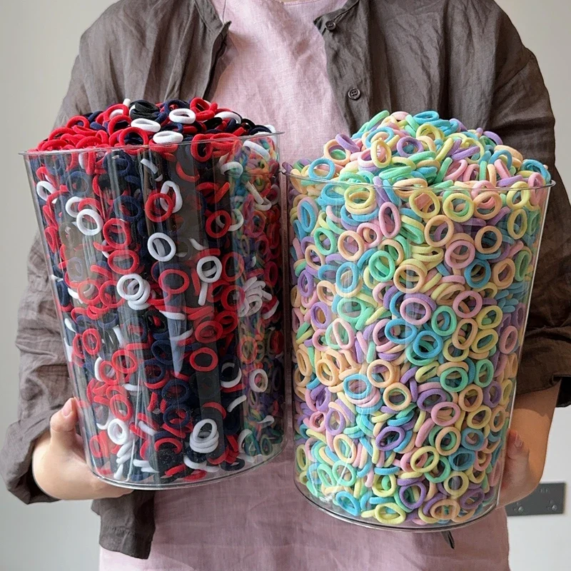 Lot de 50 élastiques à cheveux colorés en nylon souple – Élastiques anti-accrocs pour queues de cheval de filles – Parfaits pour un usage quotidien et les jours d'école – Image 4