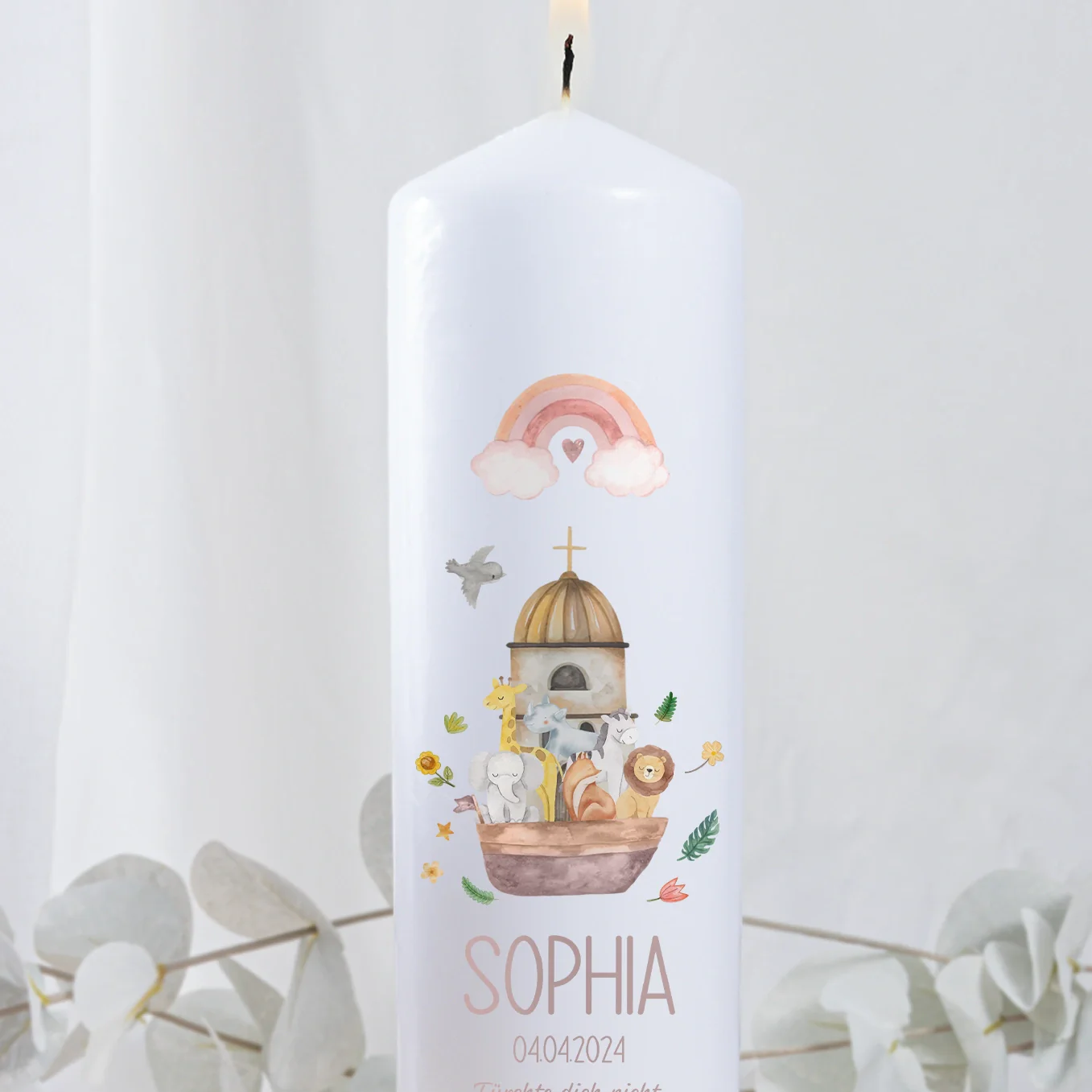 Personalisierte Taufkerze "Tiere auf der Arche" – Image 6