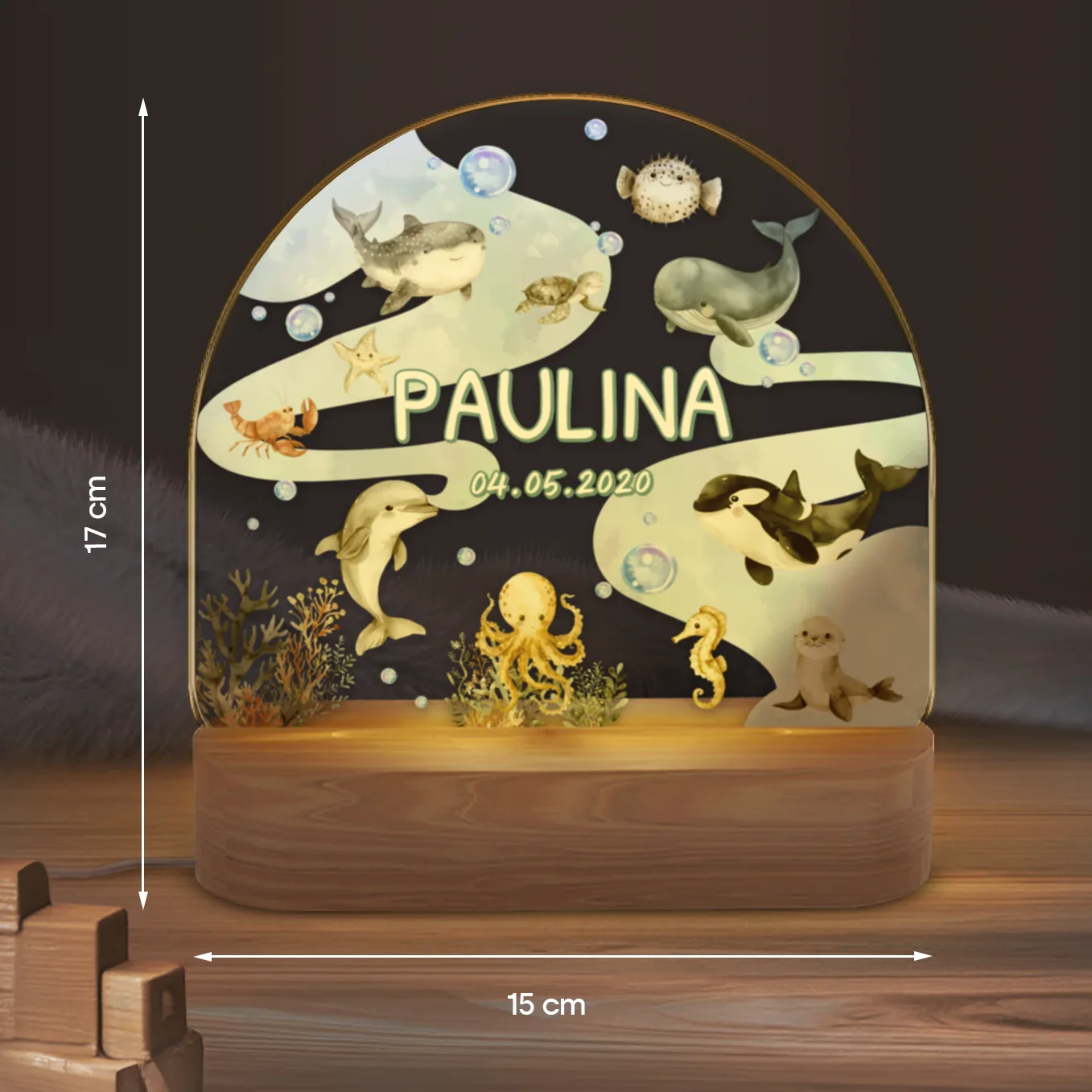 Veilleuse personnalisée « Océan » - Lumière douce et décor marin – Image 5