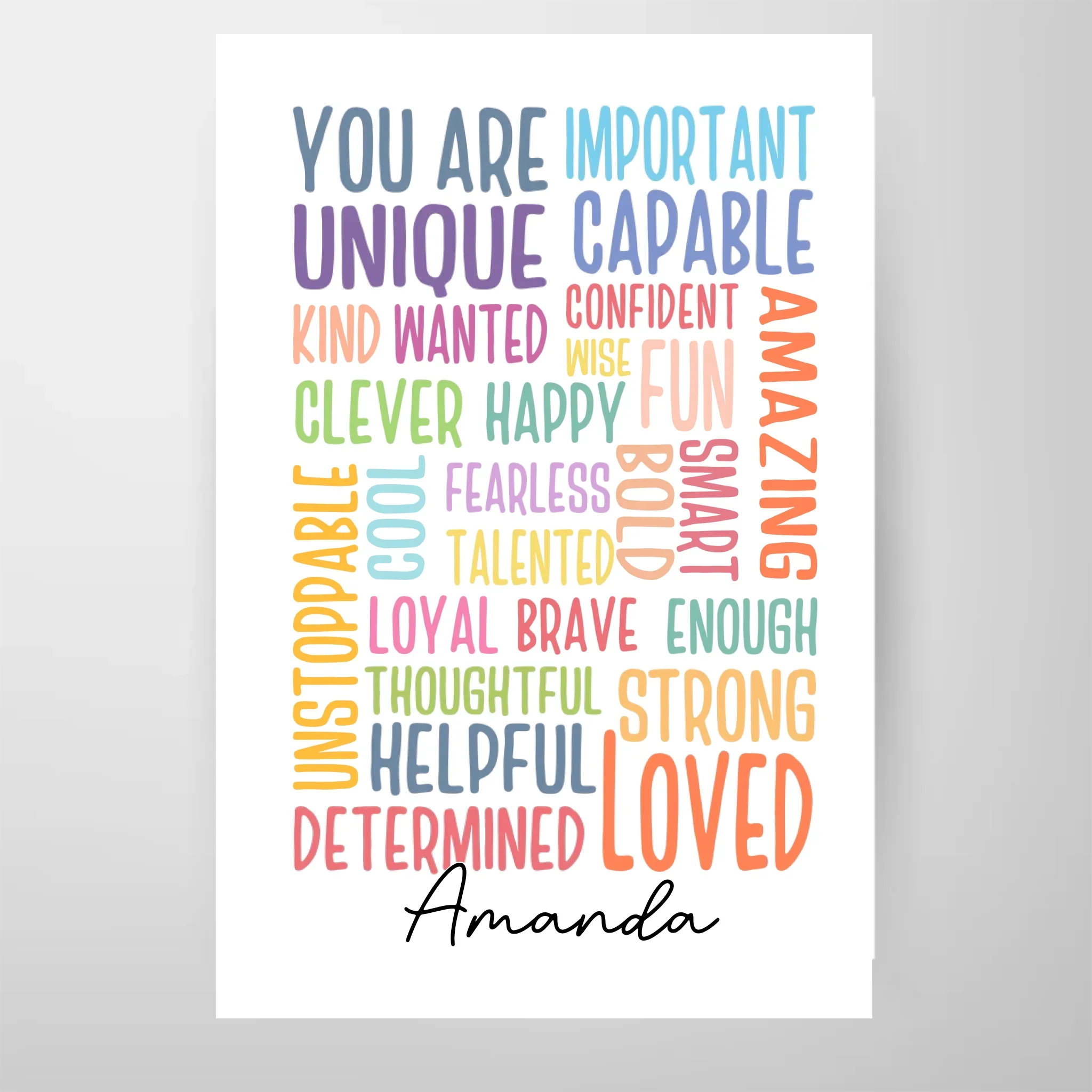 Affiche de motivation personnalisée – Art mural « Vous êtes important », impression de nom personnalisée, décoration d'affirmations positives, sans cadre