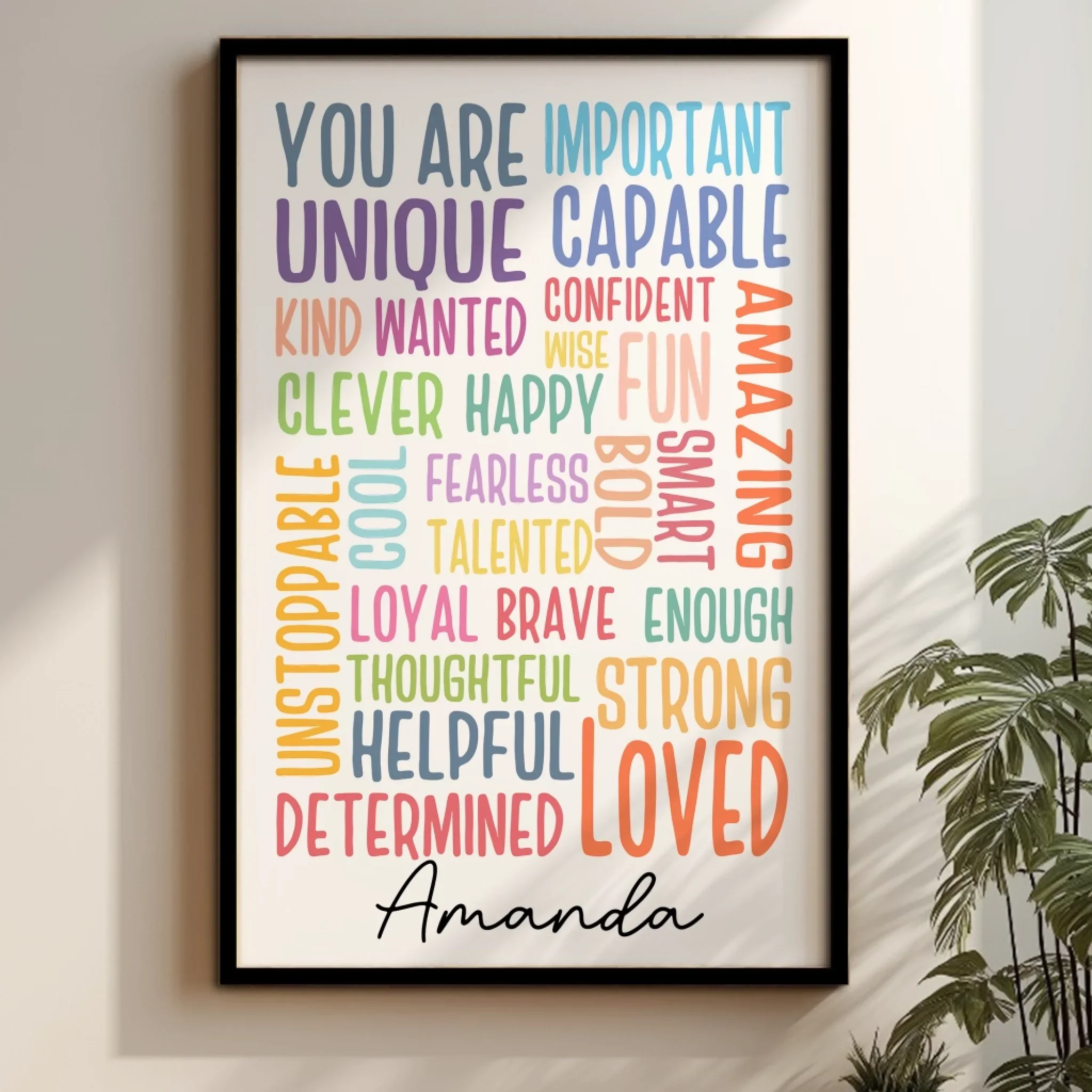 Affiche de motivation personnalisée – Art mural « Vous êtes important », impression de nom personnalisée, décoration d'affirmations positives, sans cadre – Image 3