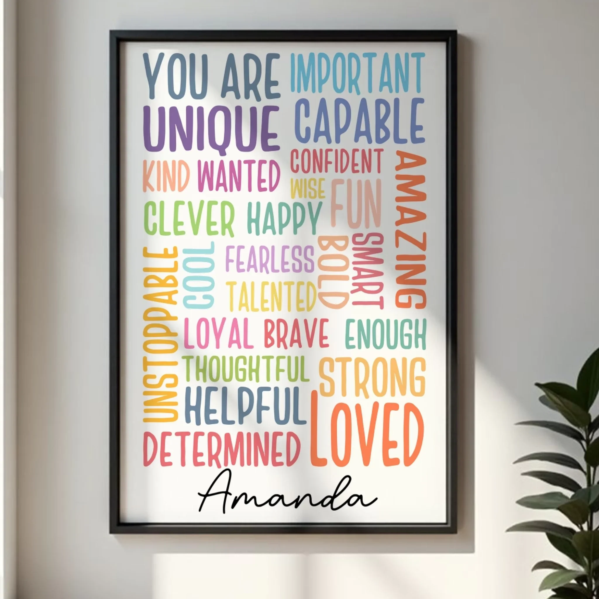 Affiche de motivation personnalisée – Art mural « Vous êtes important », impression de nom personnalisée, décoration d'affirmations positives, sans cadre – Image 4