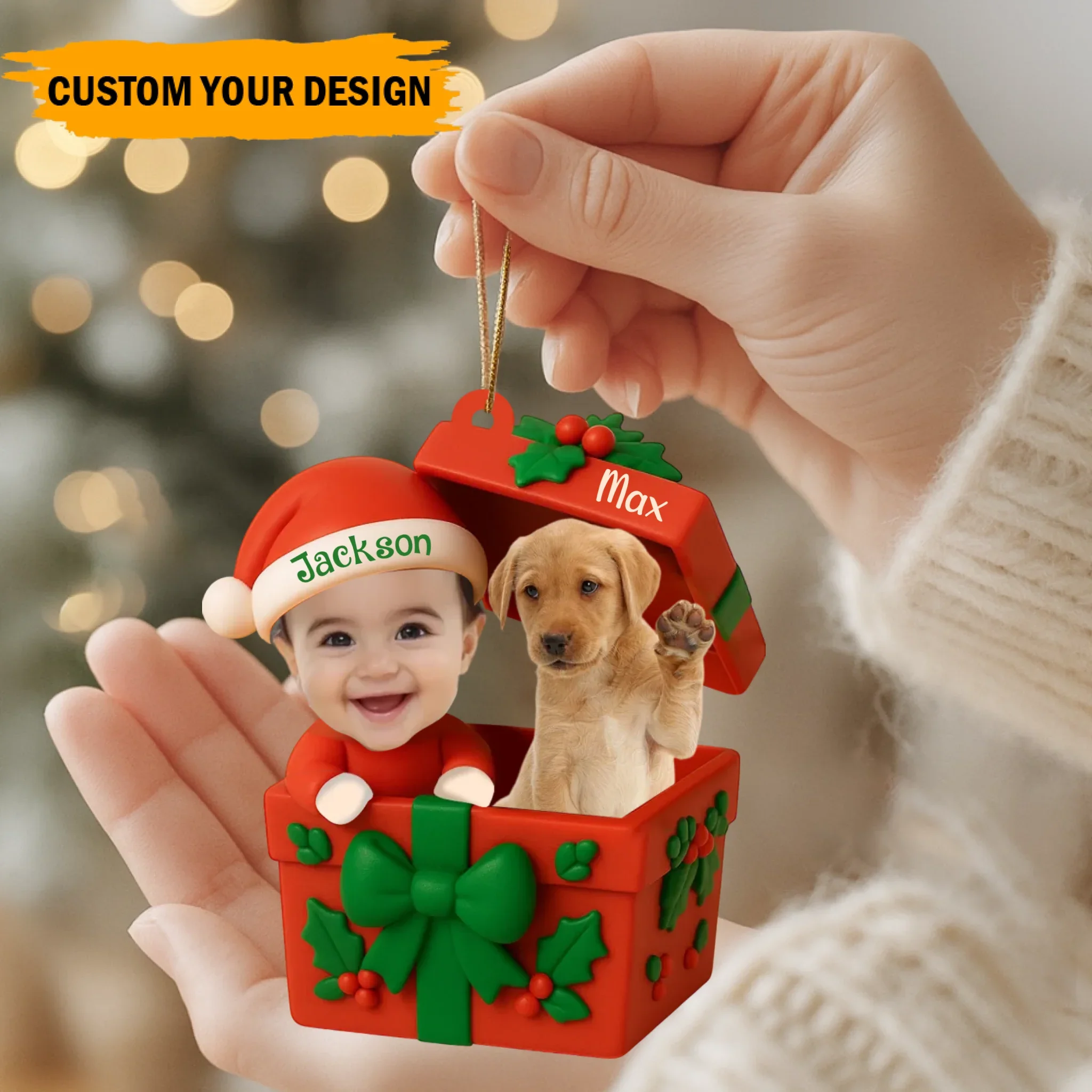 Décoration de Noël personnalisée en acrylique pour bébé et animal de compagnie – Souvenir de Noël personnalisé avec photo et nom – Image 5