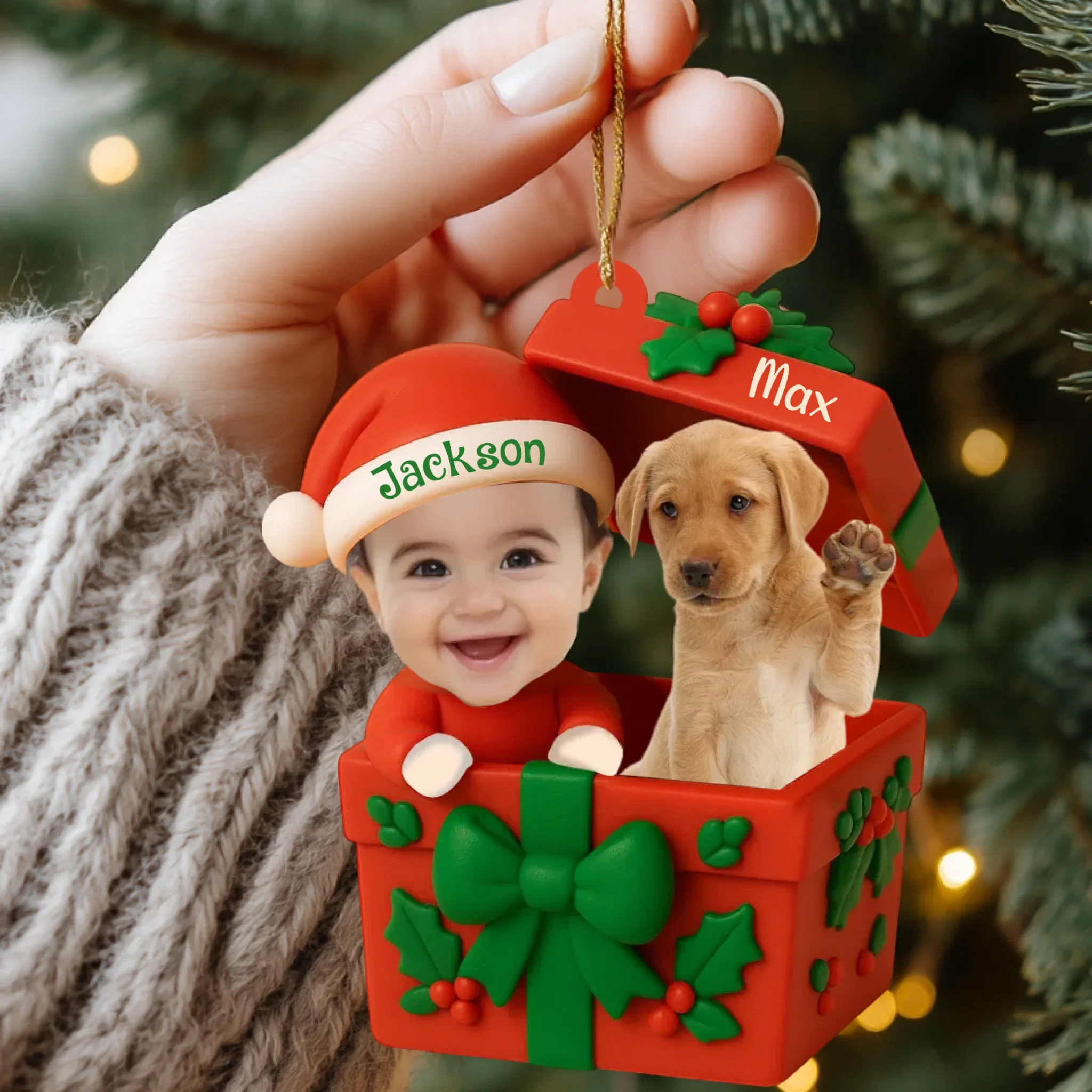Décoration de Noël personnalisée en acrylique pour bébé et animal de compagnie – Souvenir de Noël personnalisé avec photo et nom – Image 6