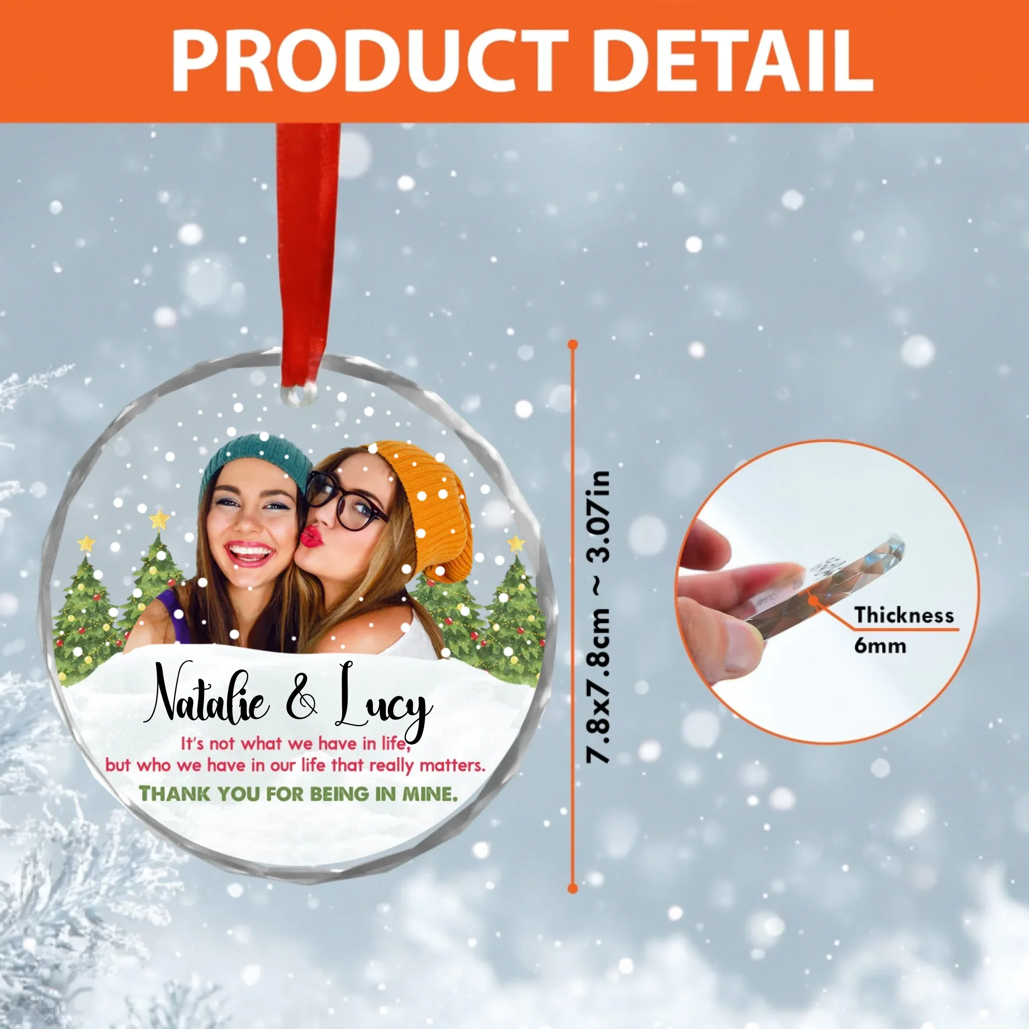 Ornement prisme en cristal personnalisé – Souvenir personnalisé avec photo et nom – Image 7