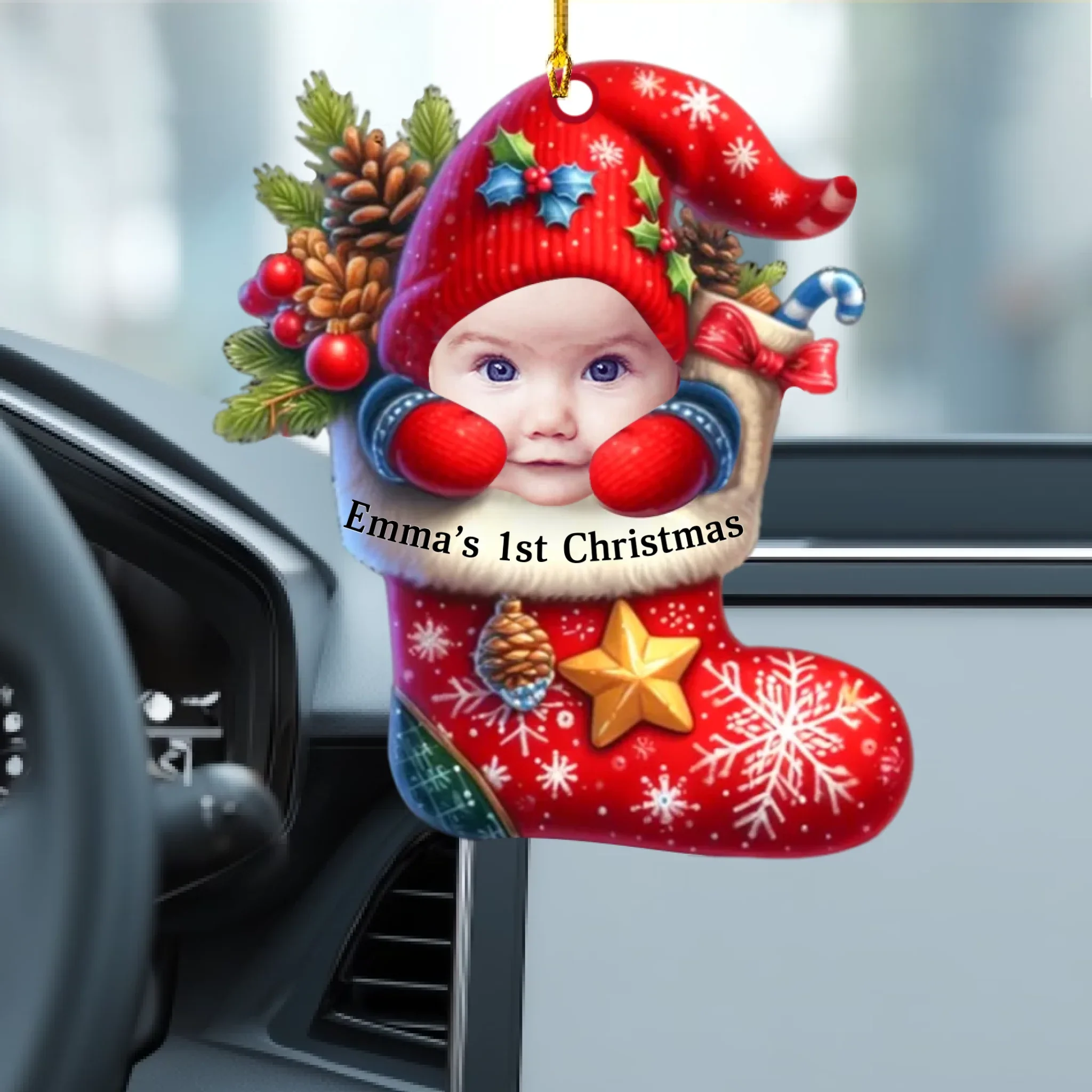 Décoration de Noël personnalisée pour bébé – Souvenir personnalisé en acrylique avec photo, jolie décoration pour sapin de Noël pour nouveau-né 2025 – Image 5