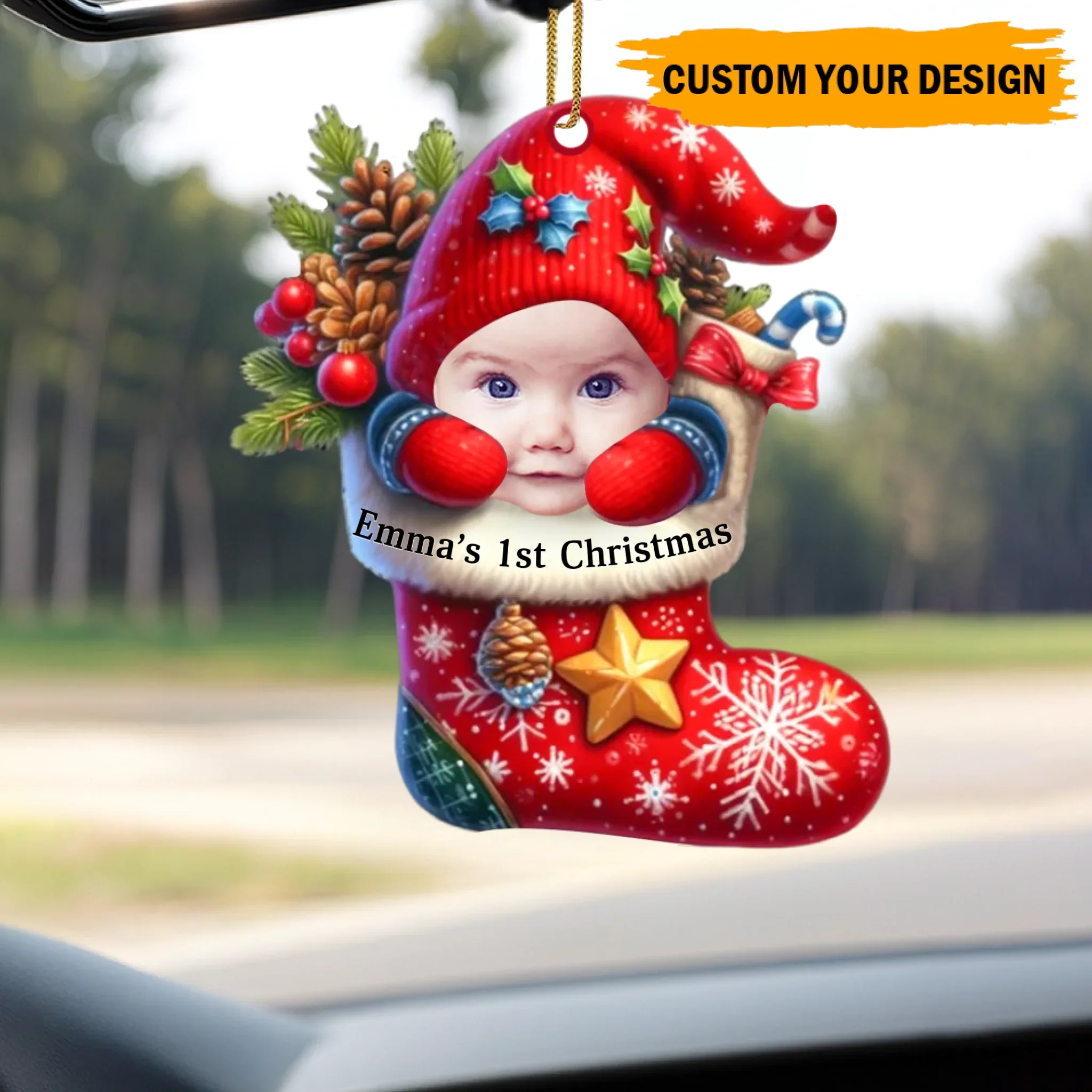 Décoration de Noël personnalisée pour bébé – Souvenir personnalisé en acrylique avec photo, jolie décoration pour sapin de Noël pour nouveau-né 2025 – Image 7
