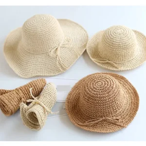 Chapeau de paille d'été pour enfant : casquette de plage pliable