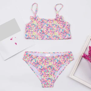 Ensemble bikini imprimé nœud décoratif pour enfants