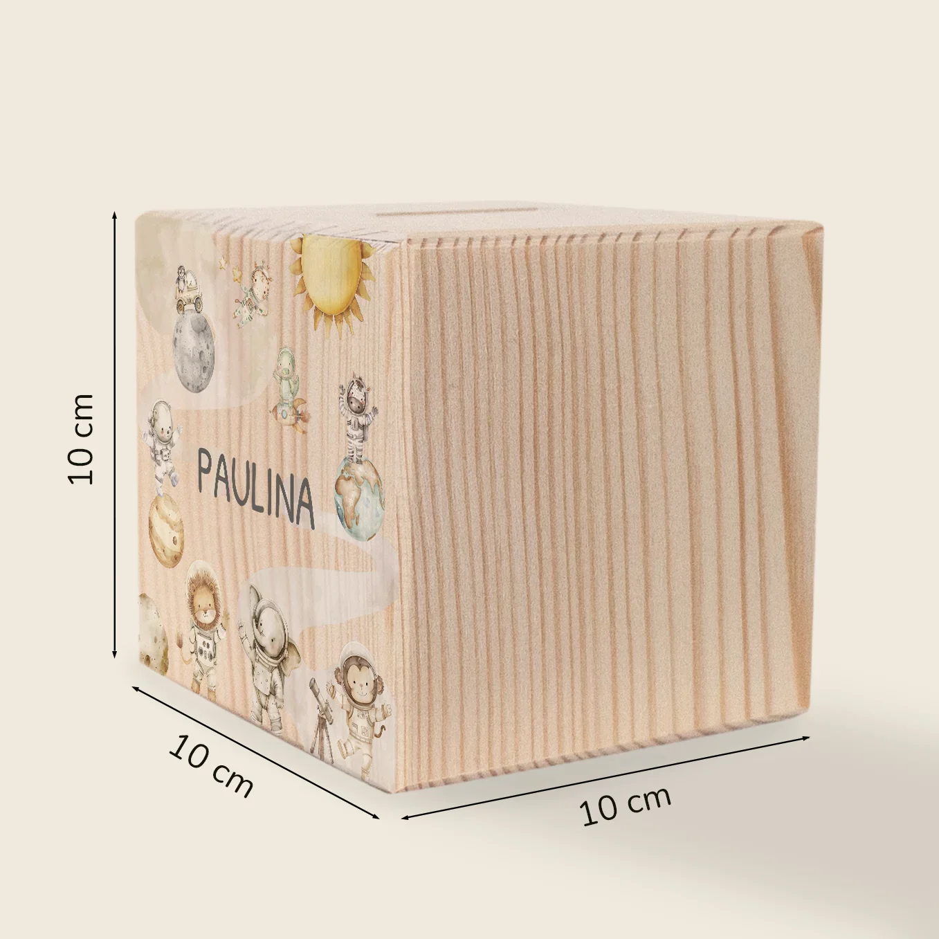 Tirelire en bois personnalisée « Space Safari » – Image 9