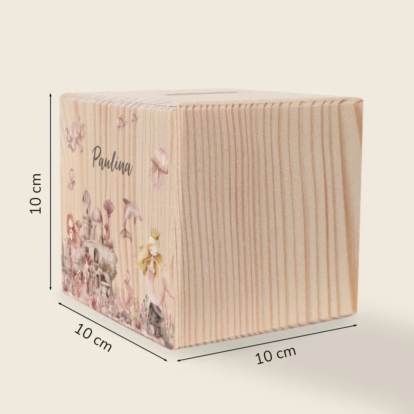 Tirelire en bois personnalisée "Sirène" – Image 9