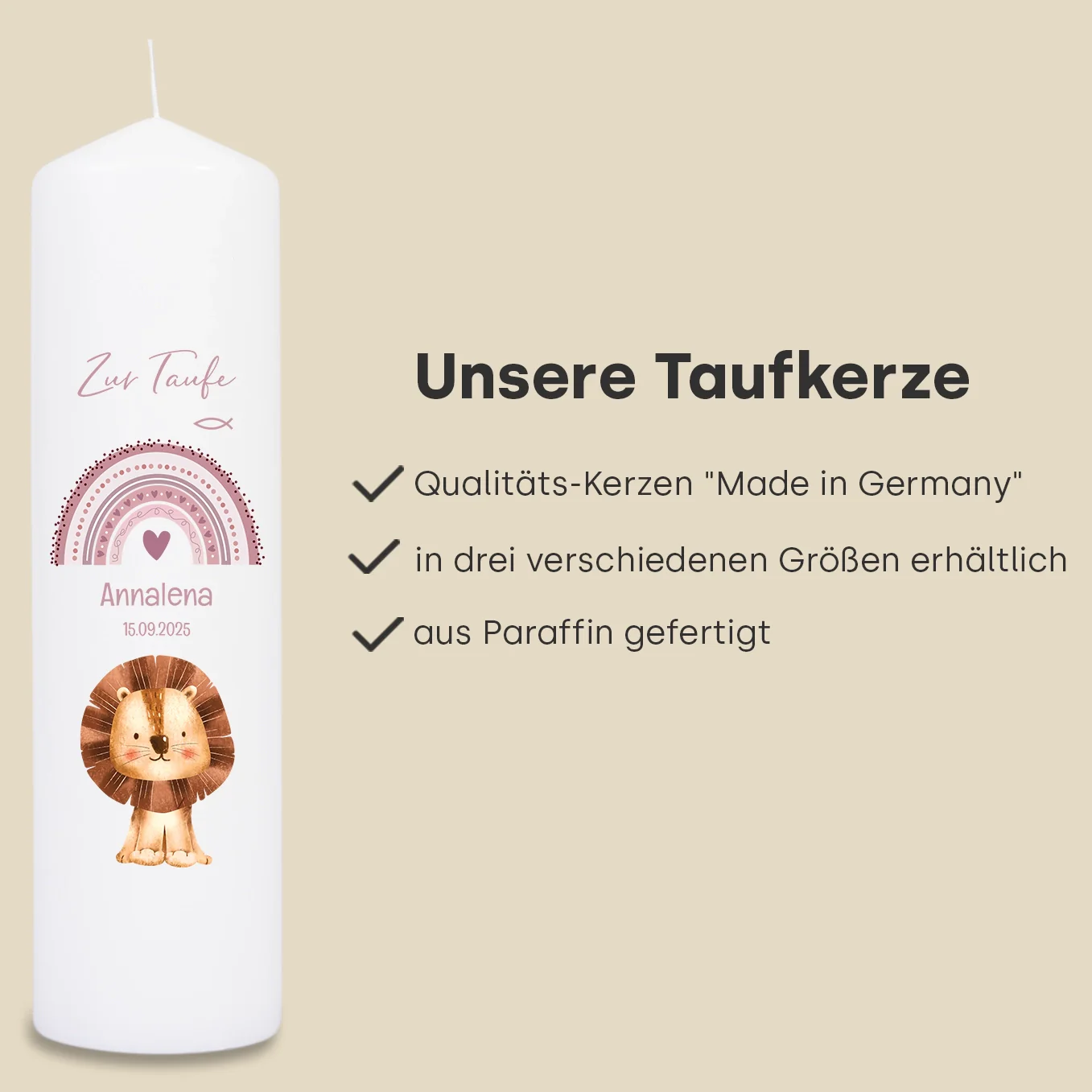 Personalisierte Taufkerze "Lieblingstier" – Image 8