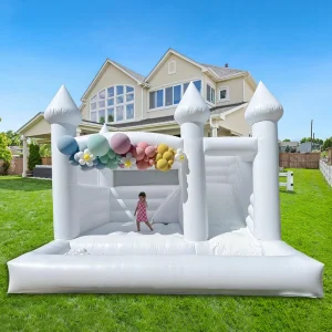 Château rebondissant de 15 pieds grade commercial avec toboggan et piscine à balles, château gonflable en PVC robuste pour mariages, anniversaires et décorations de fête (charge maximale 440 lbs)