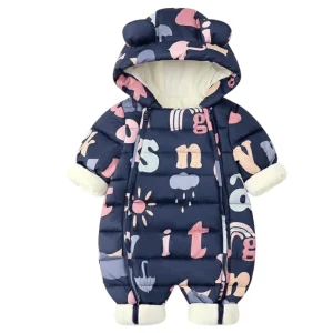 Combinaison parka à capuche avec motif de dessin animé