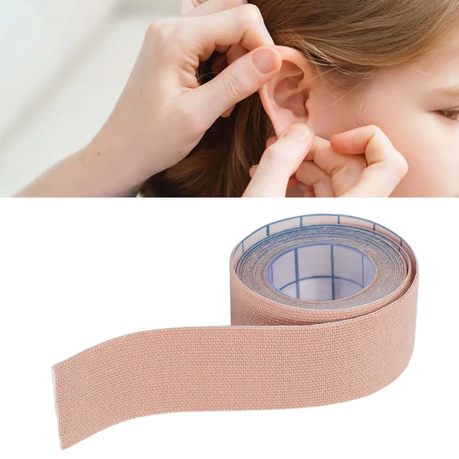 Patch correcteur esthétique pour oreilles de bébé (2,5 cm x 200 cm), bande élastique de correction d'auricules valgus avec forte adhérence pour oreilles proéminentes chez les nourrissons et les nouveau-nés