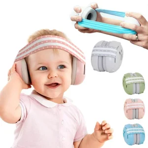 Protection auditive pour bébés et tout-petits – Cache-oreilles élastiques et souples antibruit | Casque audio réglable pour le sommeil, les voyages et les événements