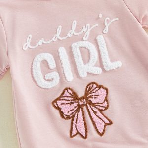 Barboteuse bébé fille – Broderie « Fille à papa », manches courtes, tenue d'été