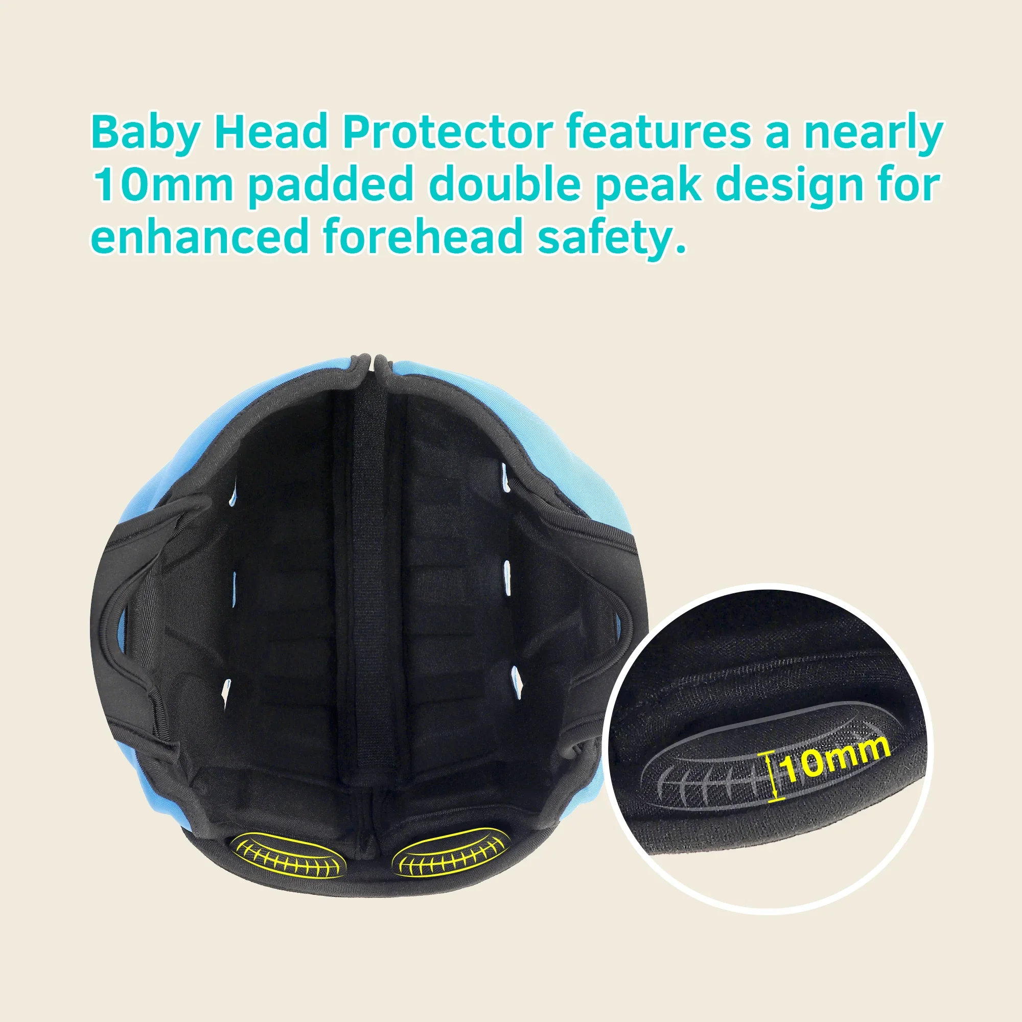 Casque de sécurité pour bébé pour ramper et marcher – Protection de tête ultra légère, respirante et réglable avec de jolis motifs d'animaux – Image 4