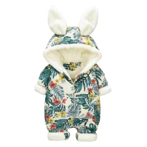 Combinaison parka à capuche avec oreilles de lapin de la forêt