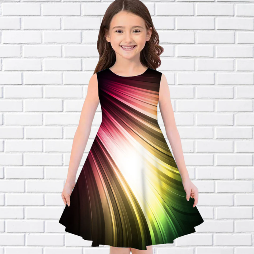 Robe d'été pour fille à imprimé lumières colorées – Image 6