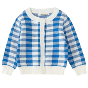 Cardigan tricoté à carreaux