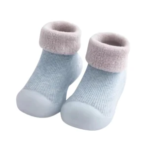 Chaussures de marche antidérapantes pour bébé, couleur unie, semelle en caoutchouc souple